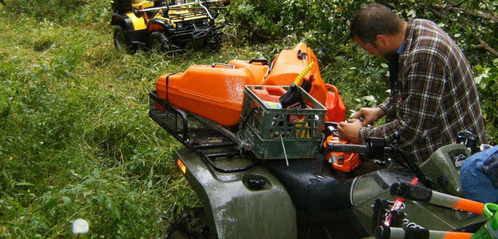 volunteers brushing trails